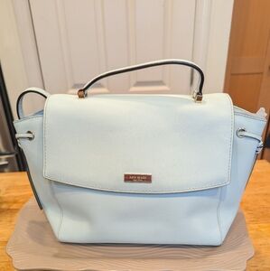 KATE SPADE LILAH LAUREL WAY Blue Island Waters Leather Satchel Crossbody Bag